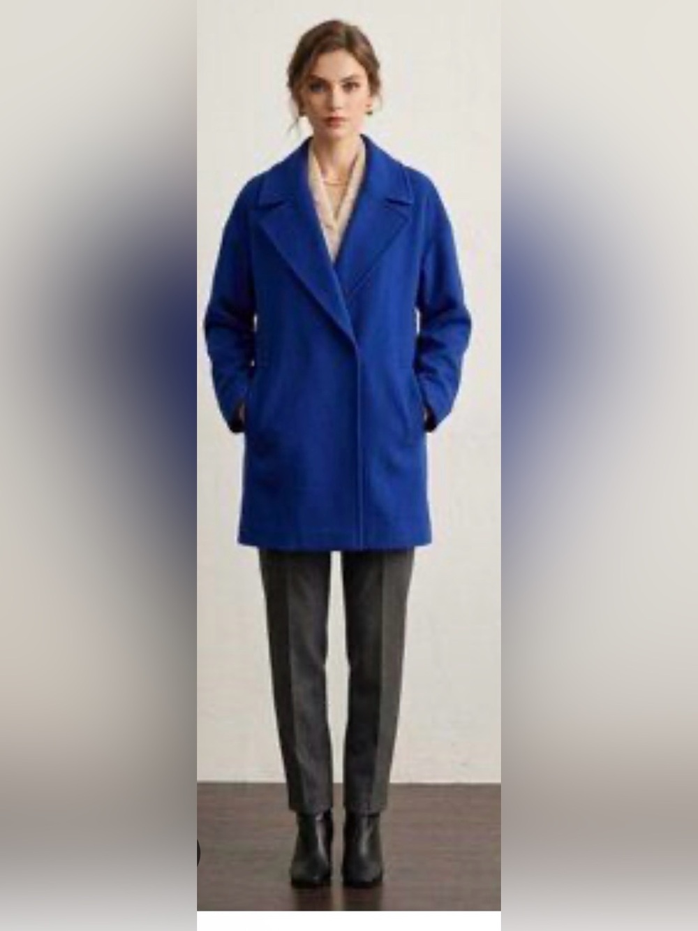 Liz Claiborne Womens Large Royal Blue Single Button Wool Blend